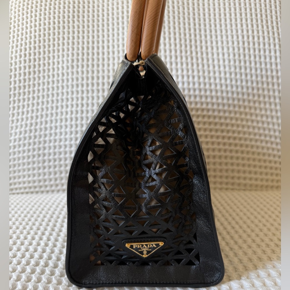 Gorgeous Prada Leather Laser Cut Top Handle Tote - Picture 5 of 16
